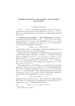 Order Statistics, Quantiles, and Sample Quantiles
