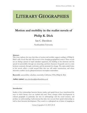 Motion and Mobility in the Realist Novels of Philip K. Dick Ian C