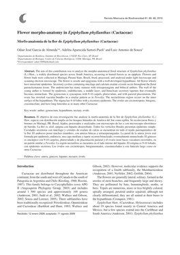 Flower Morpho-Anatomy in Epiphyllum Phyllanthus (Cactaceae)