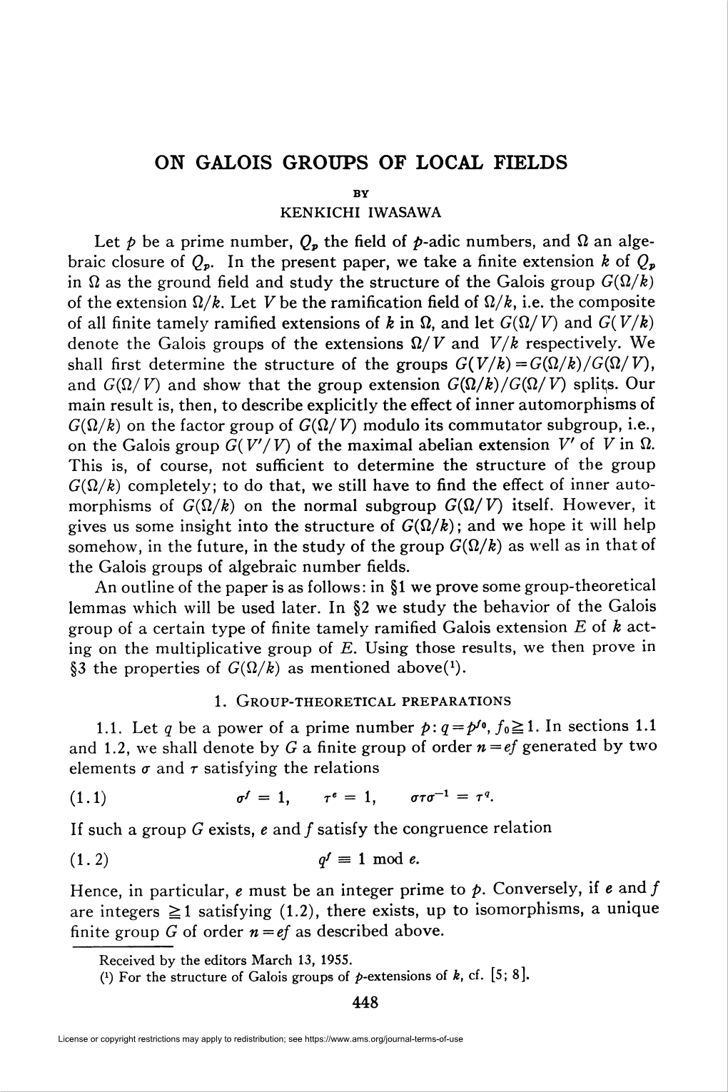 On Galois Groups of Local Fields