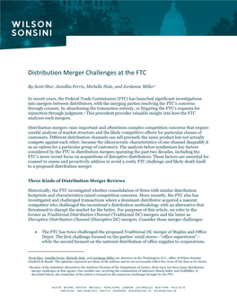 Distribution Merger Challenges at the FTC