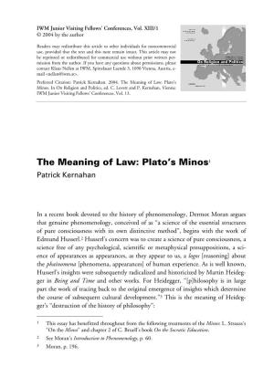 The Meaning of Law: Plato's Minos