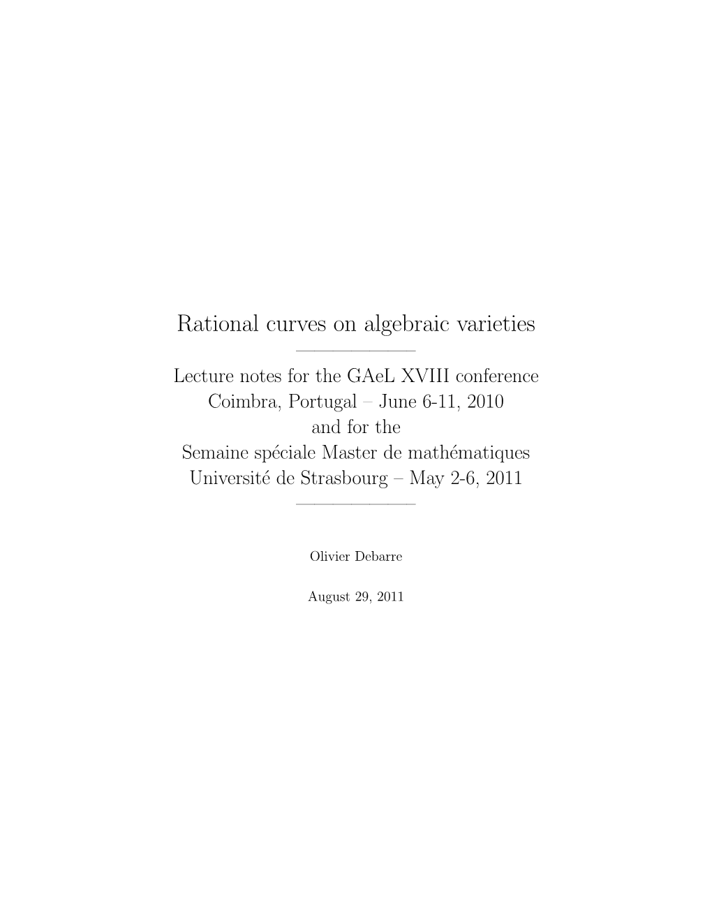 Rational Curves on Algebraic Varieties