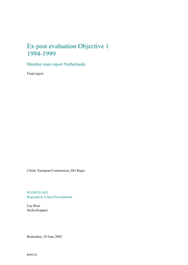 Ex Post Evaluation Objective 1 1994-1999 Member State Report