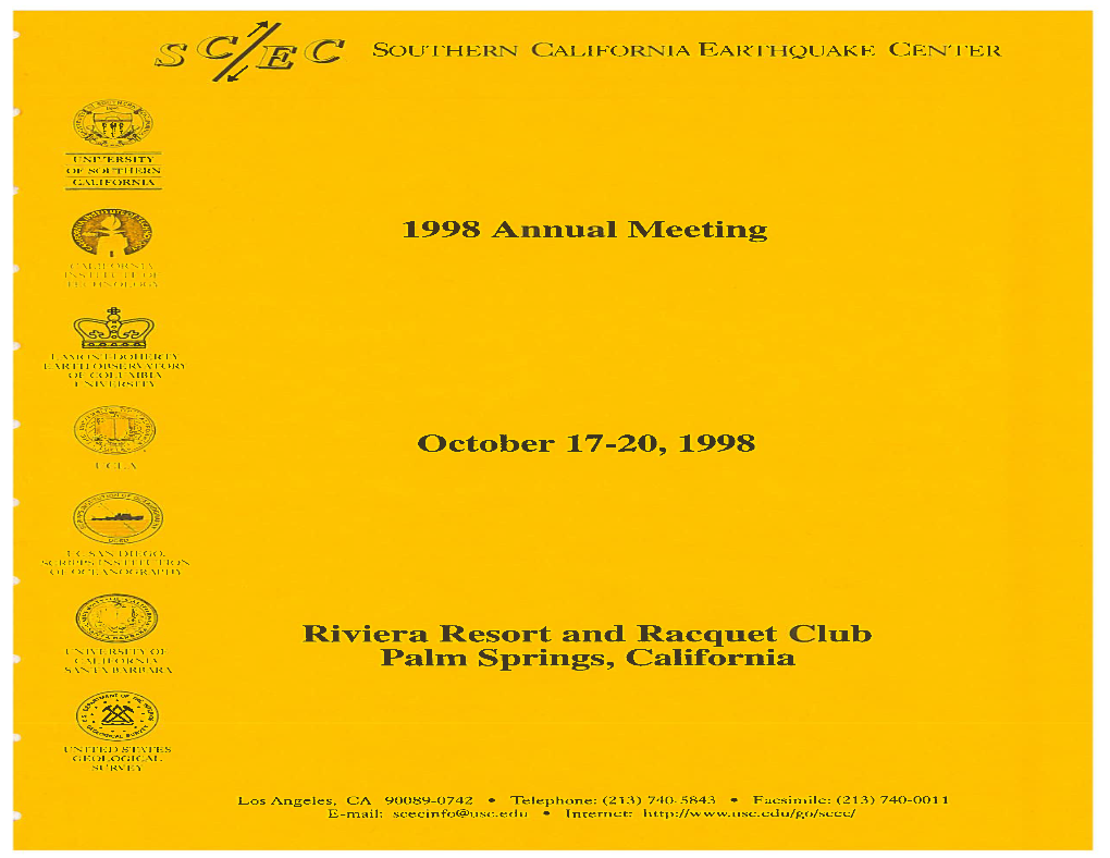 1998 Annual Meeting October 17-20, 1998 Riviera Resort and Racquet Club Palm Springs, California