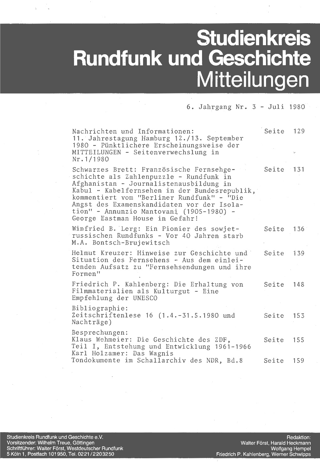 Studienkreis Rundfunk Und Geschichte Mitteilungen