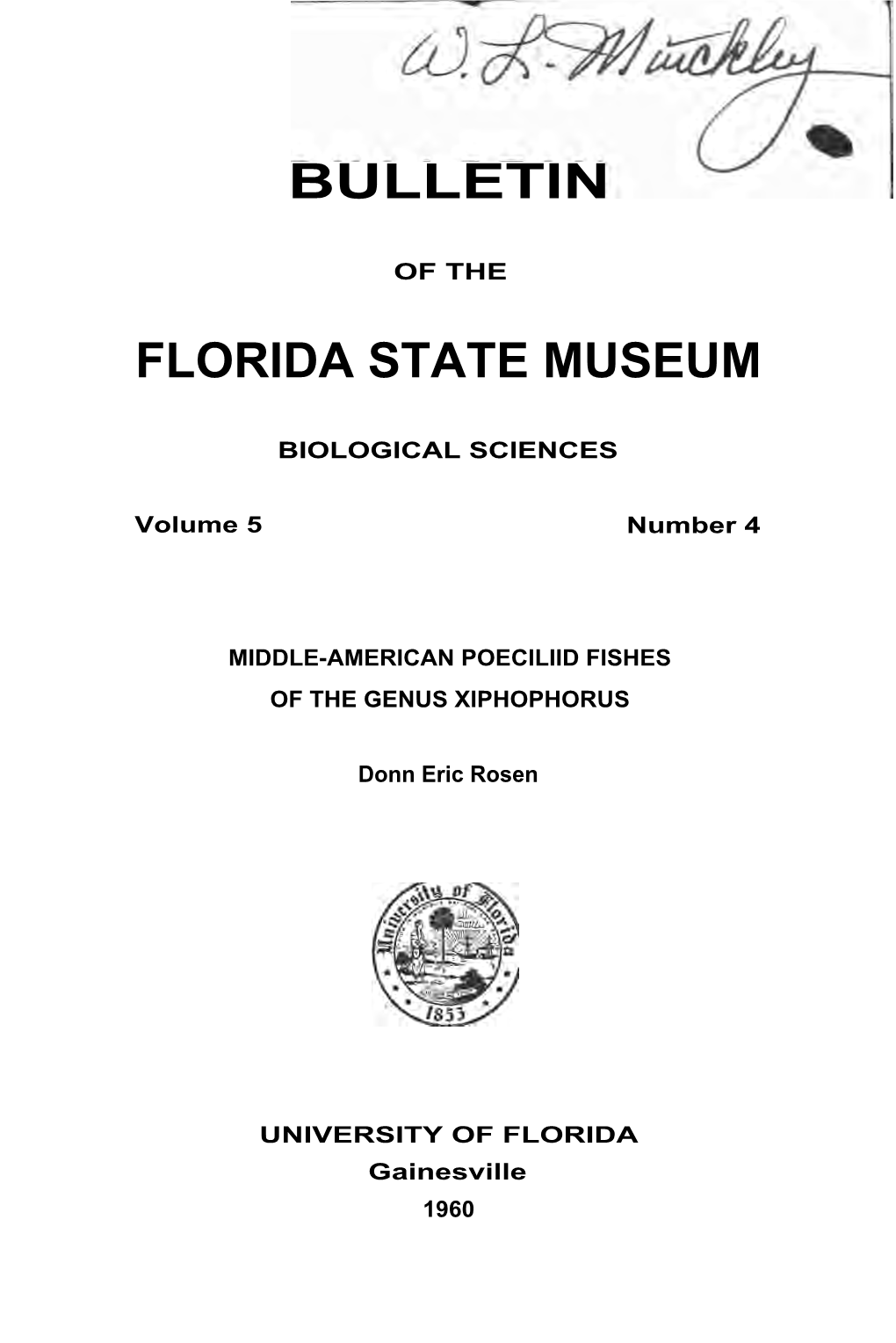 BULLETIN FLORIDA STATE MUSEUM Vol