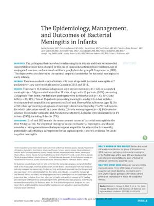 The Epidemiology, Management, and Outcomes of Bacterial Meningitis In