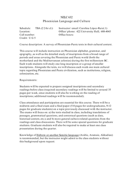 Phoenician Language and Culture