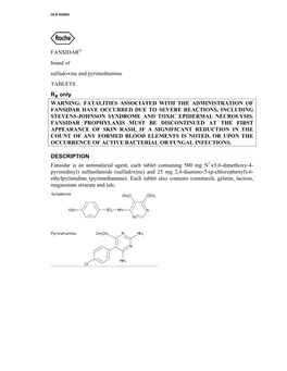 FANSIDAR Brand of Sulfadoxine And