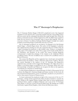 The 5Th Karmapa's Prophecies