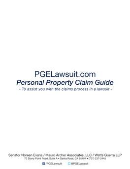 Pgelawsuit.Com Personal Property Claim Guide - to Assist You with the Claims Process in a Lawsuit