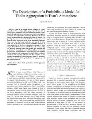 The Development of a Probabilistic Model for Tholin Aggregation in Titan’S Atmosphere