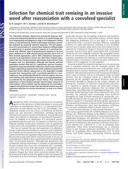 Selection for Chemical Trait Remixing in an Invasive Weed After Reassociation with a Coevolved Specialist