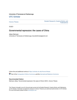 Governmental Repression: the Cases of China