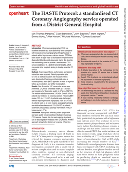 A Standardised CT Coronary Angiography Service Operated from a District General Hospital