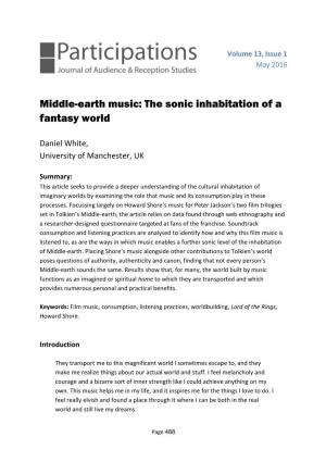 Middle-Earth Music: the Sonic Inhabitation of a Fantasy World
