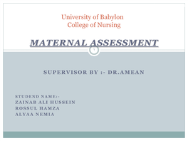 Maternal Assessment 1