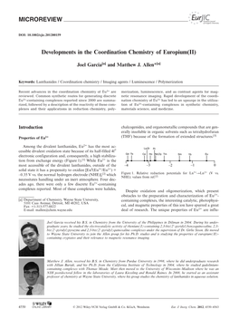 Developments in the Coordination Chemistry of Europium(II)