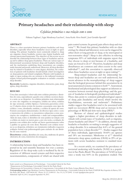 Primary Headaches and Their Relationship with Sleep Cefaleias Primárias E Sua Relação Com O Sono