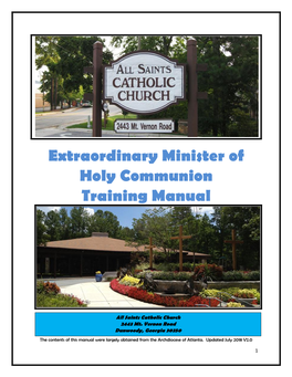 Extraordinary Minister of Holy Communion Training Manual