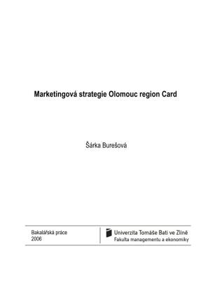 Marketingová Strategie Olomouc Region Card