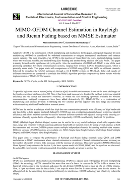 MIMO-OFDM Channel Estimation in Rayleigh and Rician Fading Based on MMSE Estimator
