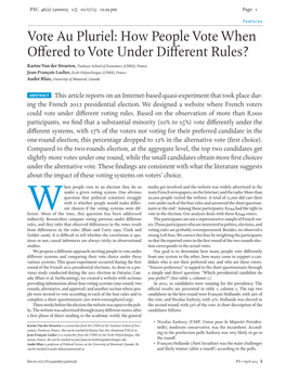 Vote Au Pluriel: How People Vote When Oﬀered to Vote Under Diﬀerent Rules?