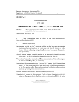 Telecommunications (Aircraft) Regulations, 2004