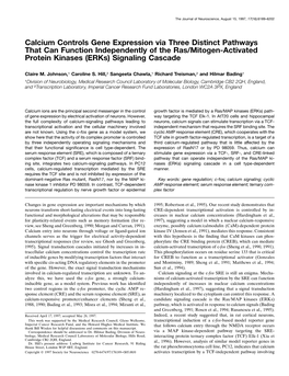 Calcium Controls Gene Expression Via Three Distinct Pathways That Can Function Independently of the Ras/Mitogen-Activated Protein Kinases (Erks) Signaling Cascade