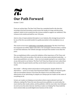 Our Path Forward October 7, 2015