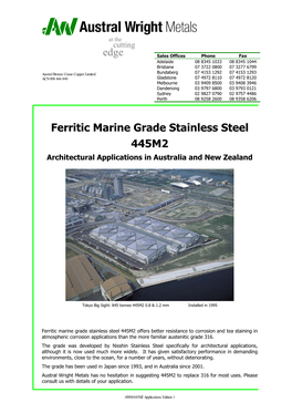 Edge Ferritic Marine Grade Stainless Steel 445M2