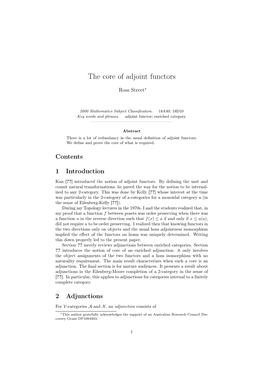 The Core of Adjoint Functors
