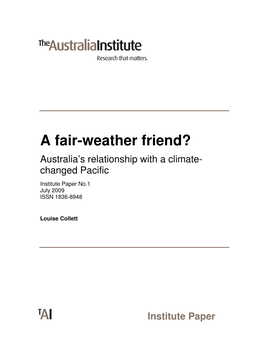 A Fair-Weather Friend? Australia’S Relationship with a Climate- Changed Pacific