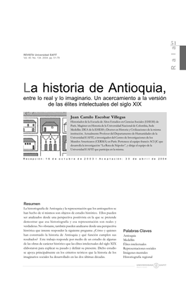 La Historia De Antioquia, Entre Lo Real Y Lo Imaginario