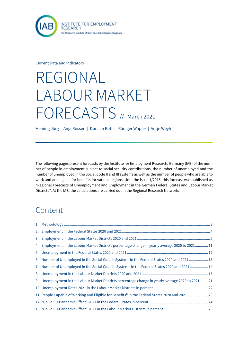 REGIONAL LABOUR MARKET FORECASTS March 2021