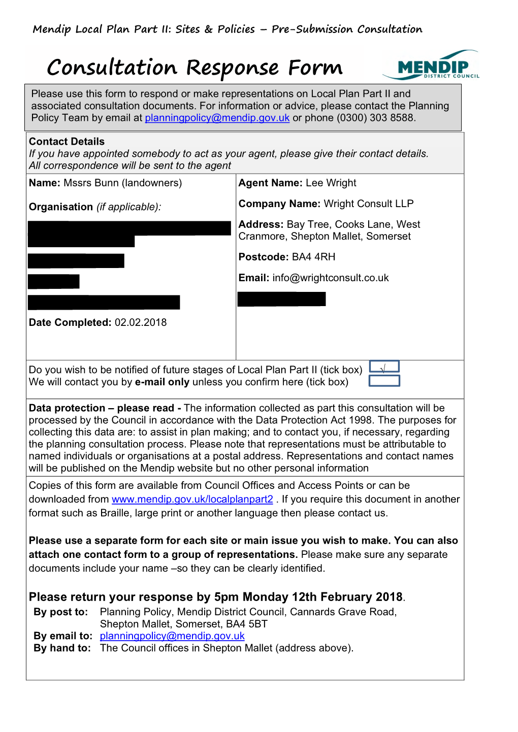 GLAS005 & GLAS093 Land Allocation MDC Feb 18 Bunn