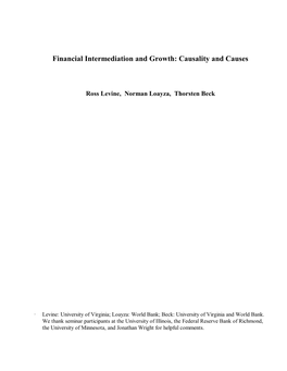 Financial Intermediation and Growth: Causality and Causes