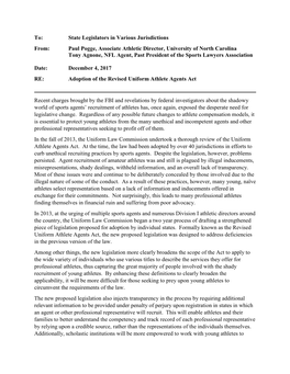 Paul Pogge, Associate Athletic Director, University of North Carolina Tony Agnone, NFL Agent, Past President of the Sports Lawyers Association