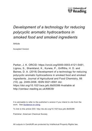 Development of a Technology for Reducing Polycyclic Aromatic Hydrocarbons in Smoked Food and Smoked Ingredients