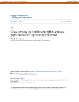Characterizing the Health Status of the Louisiana Gopher Tortoise