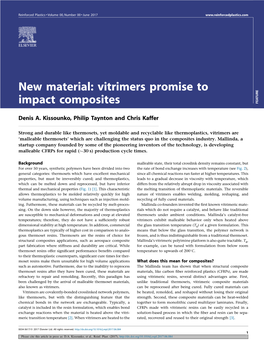 New Material: Vitrimers Promise to Impact Composites