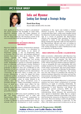 India and Myanmar: Looking East Through a Strategic Bridge