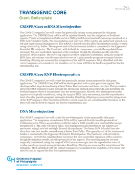 CRISPR/Cas9 Mrna Microinjection CRISPR/Cas9 RNP Electroporation DNA Microinjection