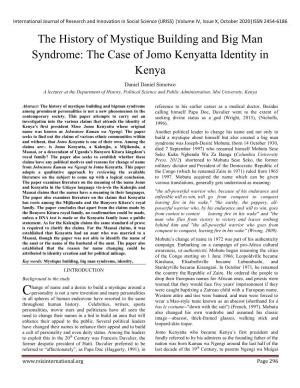 The History of Mystique Building and Big Man Syndrome: the Case of Jomo Kenyatta Identity in Kenya