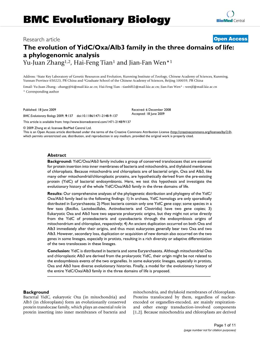 BMC Evolutionary Biology Biomed Central