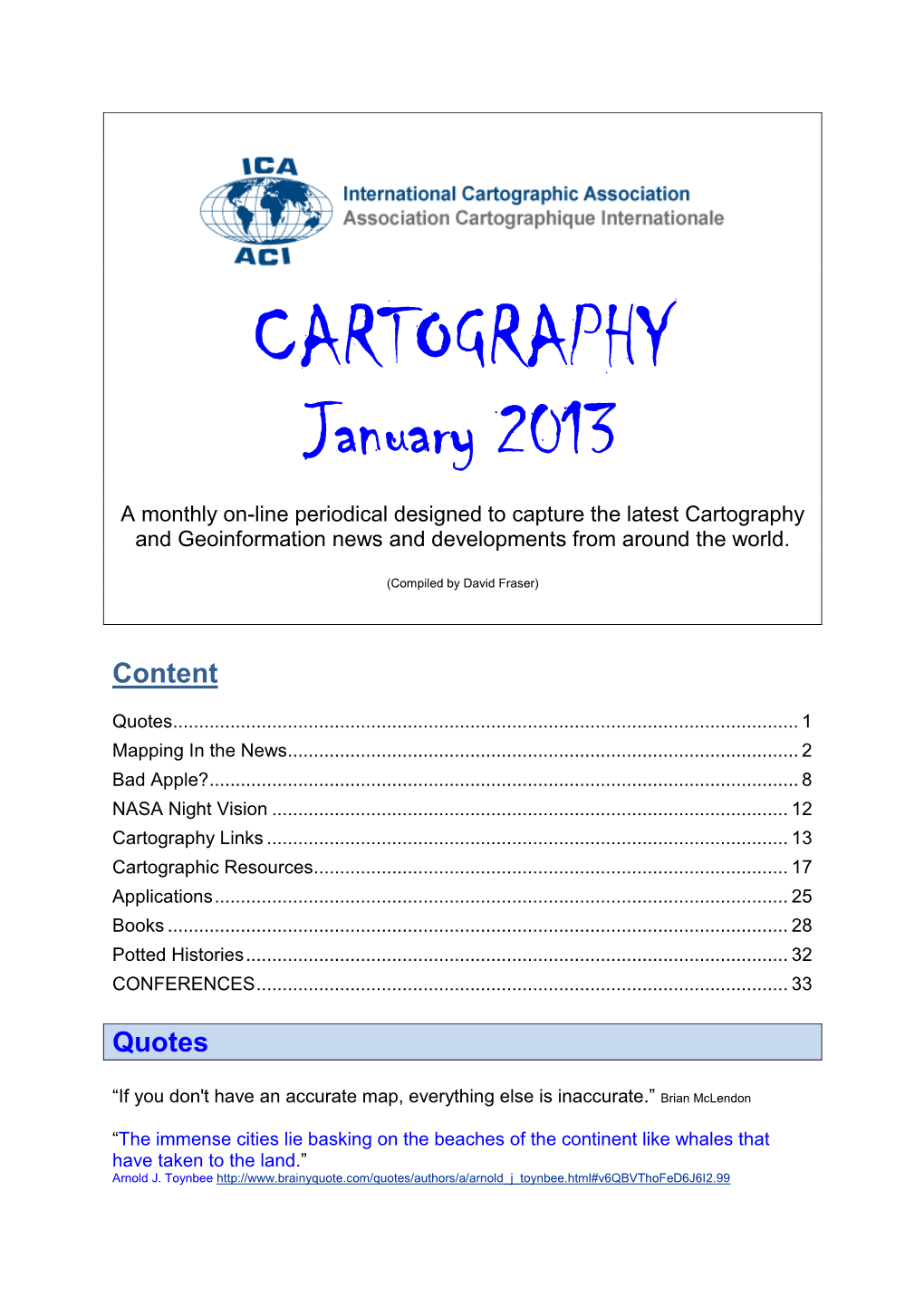 CARTOGRAPHY January 2013