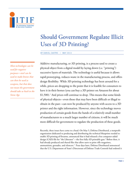 Should Government Regulate Illicit Use of 3D Printing