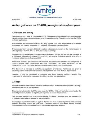 Amfep Guidance on REACH Pre-Registration of Enzymes