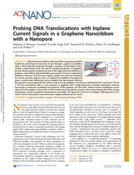 Probing DNA Translocations with Inplane Current Signals in a Graphene Nanoribbon with a Nanopore Stephanie J